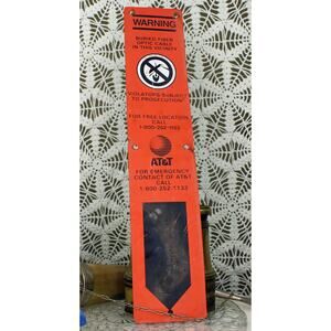 Vintage AT&T Buried Cable Fiber Optic Cable Metal Sign